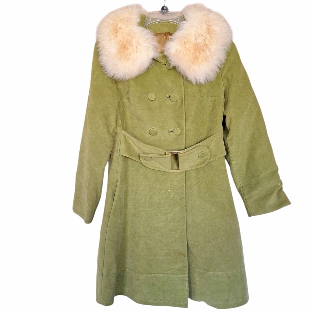 Vintage 60's Country Pacer Penny Lane Faux Fur Wool Coat - Picture 2 of 16